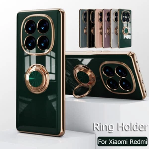 Case For Xiaomi 14T 13T Poco X6 Redmi Note 14 13 Pro Plating Ring Holder Cover - Picture 1 of 16