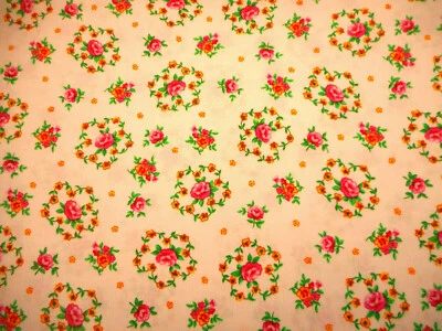 按码被子织物黄色花卉粉红色玫瑰绿色叶子白色棉C — 第 1/2 张图片