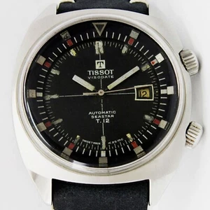 Vintage Tissot Visodate Seastar T12 Automatic Date 44518-7 Steel Mens Watch 42mm - Picture 1 of 13