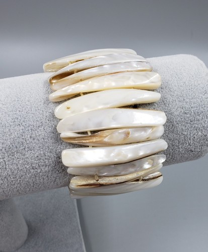 OFF WHITE **Bracciale Elastico Conchiglia Larga Creato da Madre Natura**