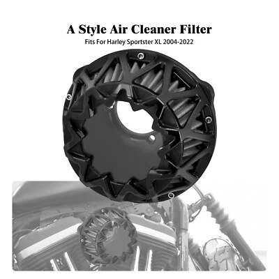 Black Air Cleaner Filter Fit For Harley Sportster Iron 883 1200 48 72 2004-2022 - Image 1 of 4