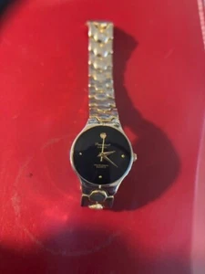 Precision By Gruen Diamond Quartz Watch Black Dial Gunmetal And Gold - Picture 1 of 3