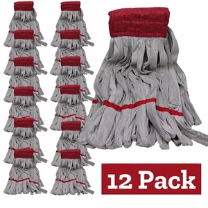 12pk - Microfiber Commercial Mop Head Replacement Nylon Polish Scrub Floor Shine - Picture 1 of 13