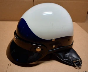 VTG Excel. BUCO White/Blue Motorcycle Half Helmet Guardian w/ traveler Visor! - Picture 1 of 12