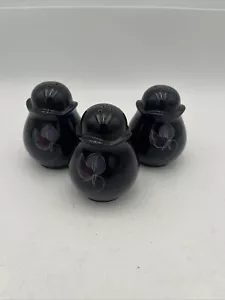 3VINTAGE Mikasa Rondo EJ 702 Tango Black Lavender Salt & Pepper Shaker Set Japan - Picture 1 of 5