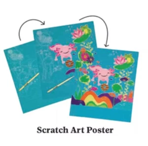 Girl Scout Cookie Rewards 2024 Axolotl buntes Scratch Art Poster - Bild 1 von 1