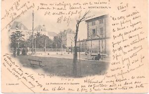 * TARN et GARONNE 82 * MONTAUBAN - la préfecture et le square 6-7-1905 animée
