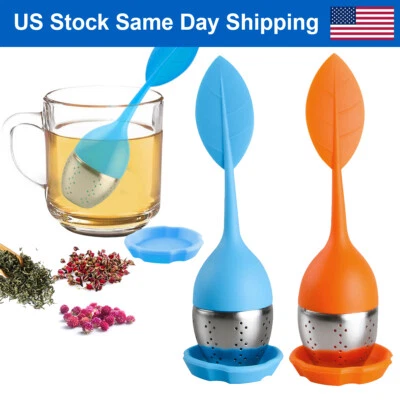 Colador infusor de té de silicona difusor de filtro de especias a base de hierbas de acero inoxidable naranja + azul Foto 1 de 4