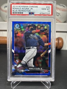 PSA 10 Ronald Acuna Jr. 2018 Bowman Chrome Blue Refractor Rookie RC #121/150 #40