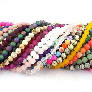 wholesale natural matte gemstone spacer beads 4mm 6mm 8mm 10mm strand 15.5" DIY - Picture 1 of 89