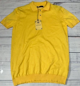 RNT23 Womens Short Sleeve Tunic Polo Shirt Sz Medium Yellow Viscose Blend Knit - Picture 1 of 9