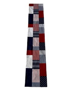 Pier1 Table Runner 14X72" Red White Blue Patch Reverse Patriotic USA Holiday NOS - Picture 1 of 11