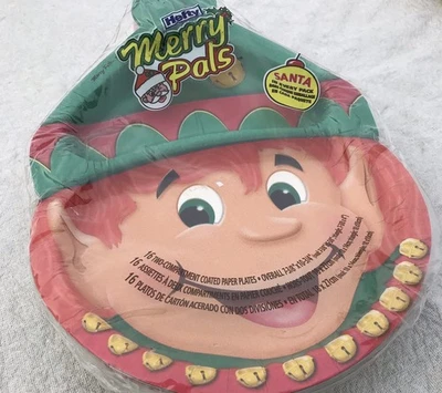 Vtg NOS Zoo Pals Hefty Kids Paper Plates Christmas Surprise 16 Pc Set Elf Santa - Image 1 of 4