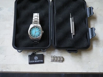 SAN MARTIN SN0144 Miyota 9015 JianZhan Blue Enamel Dial 39mm Watch . US SELLER - Image 1 of 4