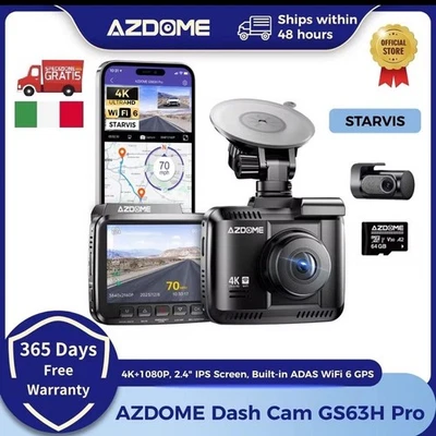 Dash Cam dashcam Auto 4k Ultra HD GPS WiFi 6 Schermo WDR 2.4 controllo APP 64GB - Immagine 1 di 4