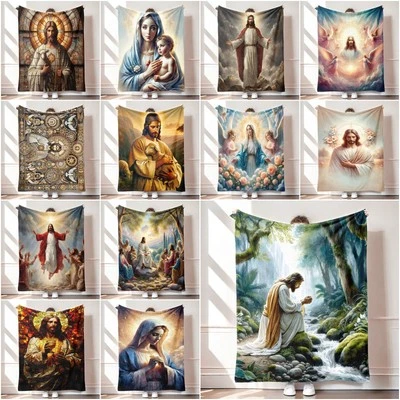 Virgin Mary Jesus Flannel Blanket Bed Sofa Throw Soft Warm Plush Rug Bedding - Image 1 of 4