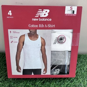 New Balance Men's Everyday Cotton Rib A-Shirt Tank Top – 4 Pack – Size Small NEW - Picture 1 of 8