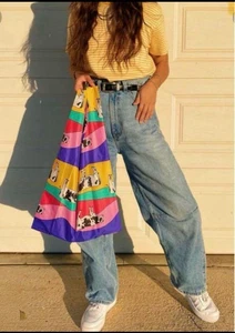 BAGGU Standard Rainbow Cow Tote Bag Canvas Cow Print Used - Picture 1 of 5