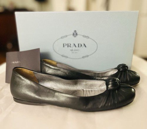 Ballerine Prada con nodo fiocco nere in morbida pelle scarpa da donna EU 36 US 6 MSRP $395