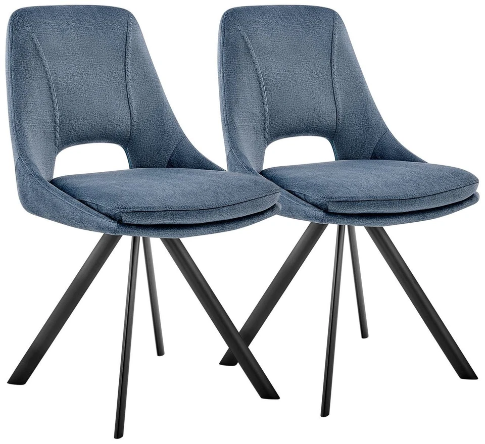 Juego de 2 sillas decorativas de tela de terciopelo azul Lexi Foto 1 de 1