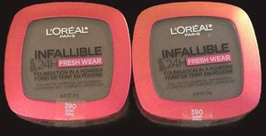 L'Oreal Paris Infallible 24H Fresh Wear Foundation Powder 390 Ebony Lot of 2 NEW - Picture 1 of 3