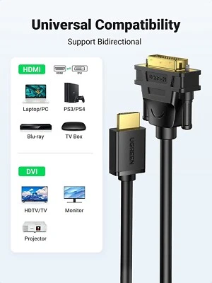 HDMI Male to DVI-D Male Cable  3ft Monitor HDMI-DVI DVI HDTV or x-box one & PS4 - Image 1 of 4