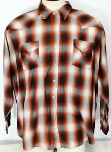 Plains Western Wear Shirt Mens Big Man 2X Red Black White Plaid Pearl Snap - Picture 1 of 10