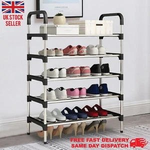 5 Tier Shoe Rack Stand Compact Space Saving Shoes Storage Organiser Shelf Steel - Picture 1 of 7