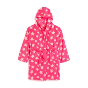 Girls Fleece Robe 12-13 Yrs Studio Be You Pink Star Dressing Gown Hood NEW - Picture 1 of 5