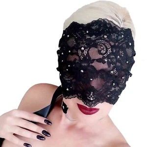 Black Lace Full Face Mask Masquerade Mask for Women Sexy Burlesque costume 0086 - Picture 1 of 6
