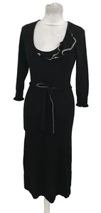Coast Women's Dress Size 8 Black & White Fine Knit Stretch Ruffle Used F1 - Picture 1 of 11