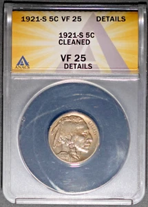 1921-S 5c Indian Head Buffalo Nickel VF-25 Details ANACS # 7577137 + Bonus - Picture 1 of 2