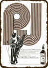 1970 PJ PAUL JONES WHISKEY Vintage Look REPLICA METAL SIGN - SKI - SNOW SKIERS