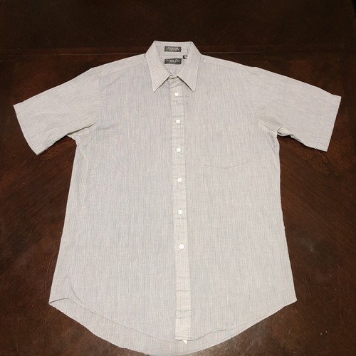 Camicia abito vintage Christian Dior Monsieur da uomo taglia 15 1 2 manica corta grigio