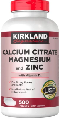 Kirkland Signature Citrato de Calcio Magnesio Zinc Vitamina D3 500 Comprimidos Dietéticos Foto 1 de 2