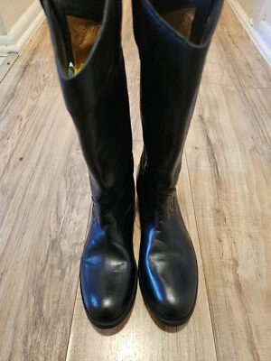 Frye Melissa 3471447 Pull On Mid Calf Black Leather Riding Boots Size 7B New. 3V - Image 1 of 4