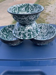 Ciotole Smaltate Splatter Verde 6" Zuppa/Cereali - Foto 1 di 3