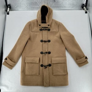 Vintage Lands End Wool Toggle/Duffle Coat Size L (42-44) In Tan, Quilted Lining - Picture 1 of 14