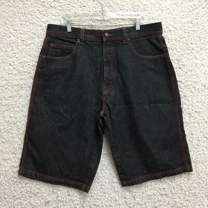 VINTAGE Risk Jeans Co Shorts 38 Mens Black Baggy Hip Hop Skater Loose Casual Y2K - Picture 1 of 11