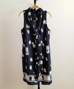 Banana Republic Dress Womens Small Blue Neck Tie Sleeveless Sheath White Maxi - Picture 1 of 8