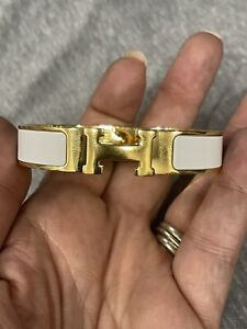 White hermes bangle bracelet