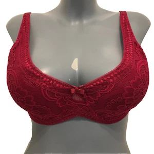 Burgundy Bra 36C Underwired Moulded Padded lace cups Eur 80C - Picture 1 of 10
