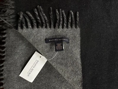 Новый 2004 Banana Republic двойной лицо 100% кашемир шарф черный серый 9 1/4 x 62 - Изображение 1 из 3