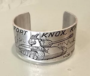 Vintage Fort Knox KY M26 Tank Military Army Aluminum Cuff Trench Bracelet - Picture 1 of 7