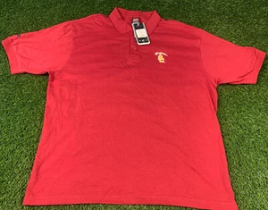 NWT Nike Team Polo DRI FIT SC Trojans Logo Golf Rugby Shirt Red Treasures D51 - Picture 1 of 12