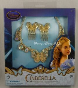 New Disney Store Cinderella Live Deluxe Princess Accessory Set Combs & Necklace