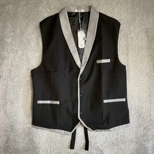COOFANDY Dress Vest Suit Waistcoat Mens Size 3XL Formal Suit Black Gray Accent - Picture 1 of 6