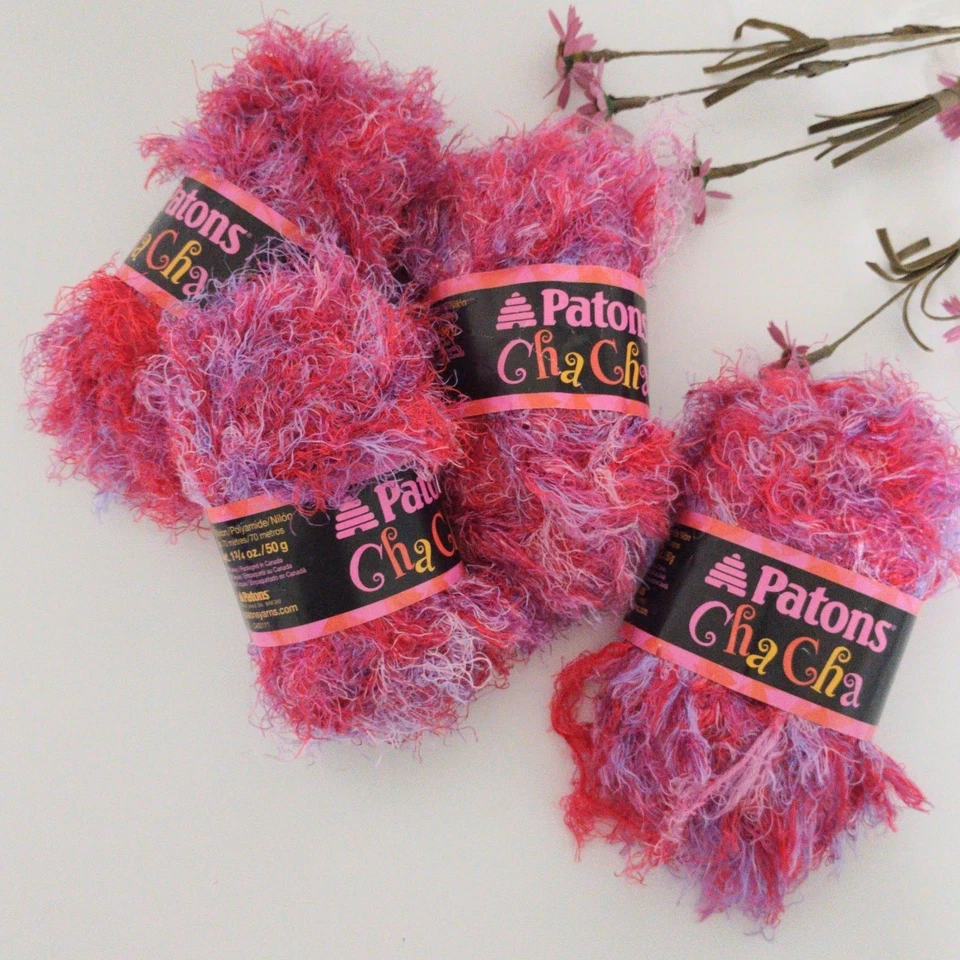 4 Madejas Patones Hilo Cha Cha 100% NYLON HILO DE PESTAÑAS SÚPER VOLUMINOSO Rosa Be Pop Foto 1 de 4