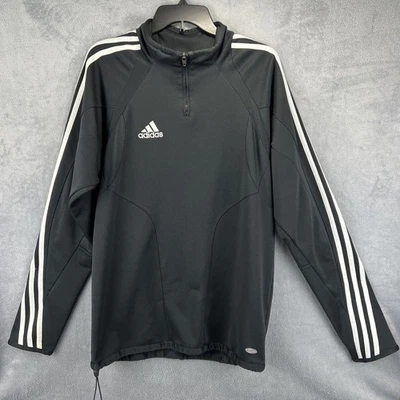 Adidas Pullover Adulto Mediano Negro Blanco Rayas ClimaCool Manga Larga 1/4 Cremallera De Colección Foto 1 de 4