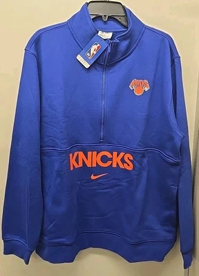 Nike New York Knicks Courtside 1/2 Zip Pullover Sweater Men's XL Blue FZ7721 NWT - Image 1 of 4